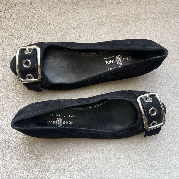 The Original Car Shoe By Prada Black Suede Leather Ballet Flats Women EU 38 US 8 - Picture 1 of 16